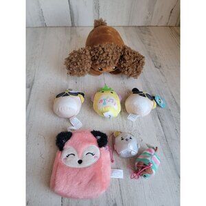 Plush brown poodle dog pug pineapple mini toy figure set youth